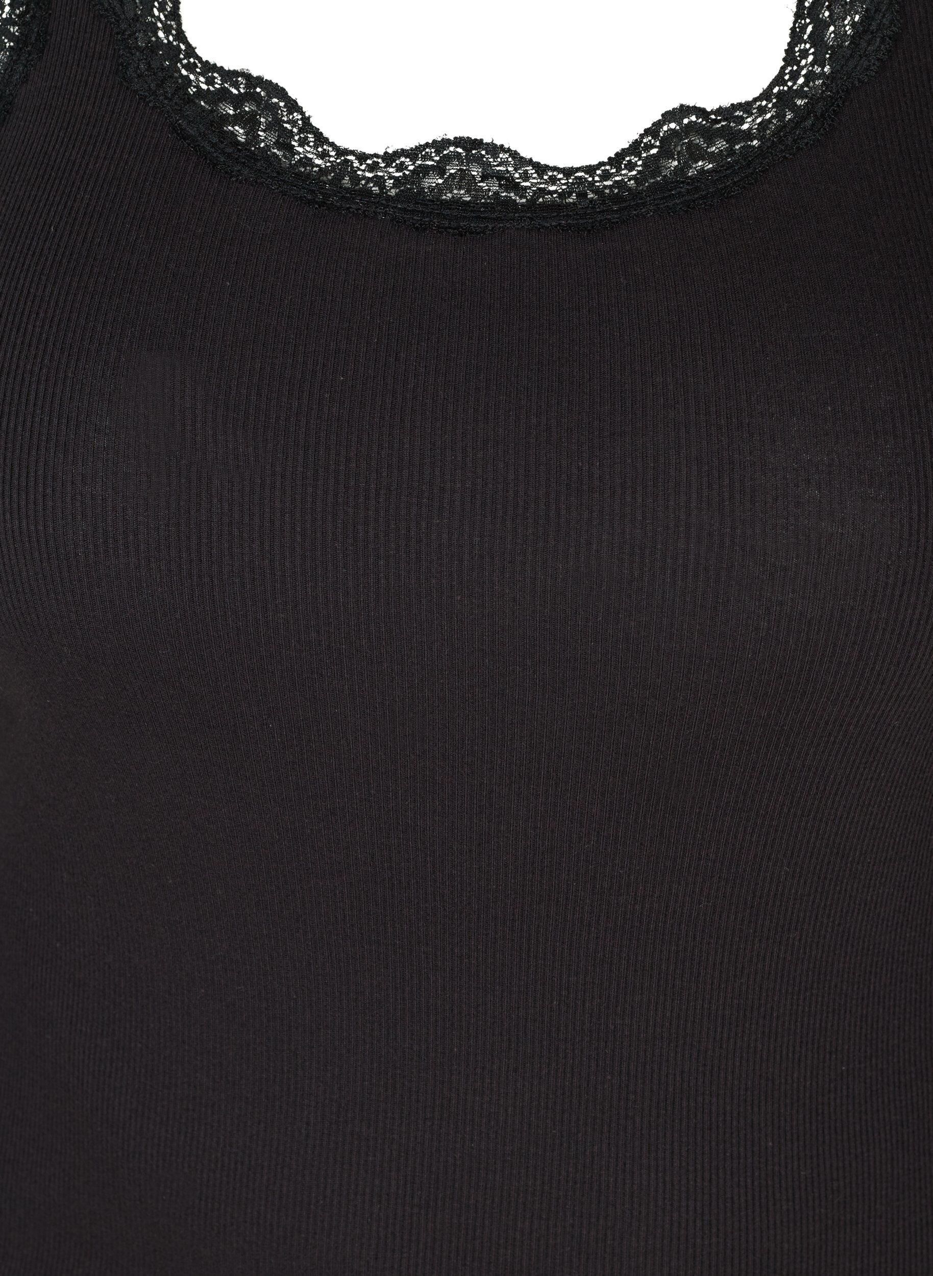 ZizziTop mit Spitzensaum, Schwarz, Packshot image number 2