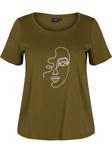 T-Shirt mit Glitzerprint aus Baumwolle, Ivy G. Shimmer Face, Packshot image number 0