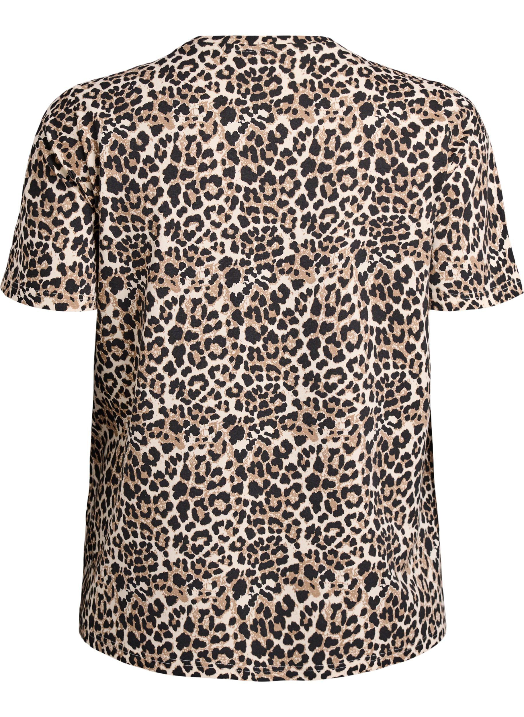 ZizziT-Shirt mit Leopardenmuster und Text, Braun, Packshot image number 1