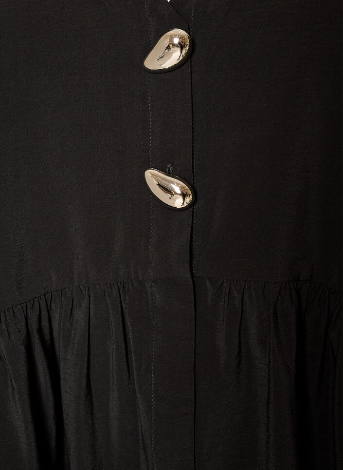 &Auml;rmellose Sch&ouml;&szlig;chenbluse mit dekorativen Kn&ouml;pfen, Schwarz, Packshot image number 2