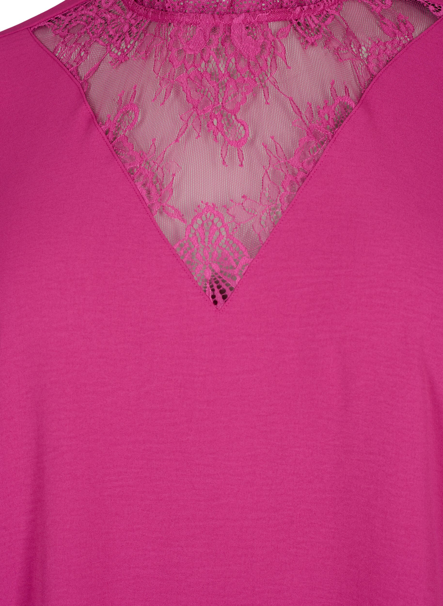 ZizziLang&auml;rmelige Bluse mit Spitzendetail, Festival Fuchsia, Packshot image number 2