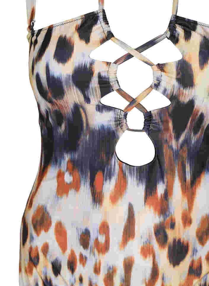 Gemusterter Badeanzug mit abnehmbaren Trägern, Abstract Leopard, Packshot image number 2