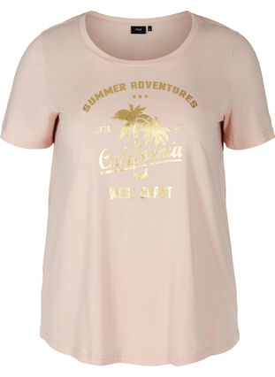 Kurzarm T-Shirt aus Baumwolle mit Aufdruck, Rose Smoke CALIFORN, Packshot image number 0