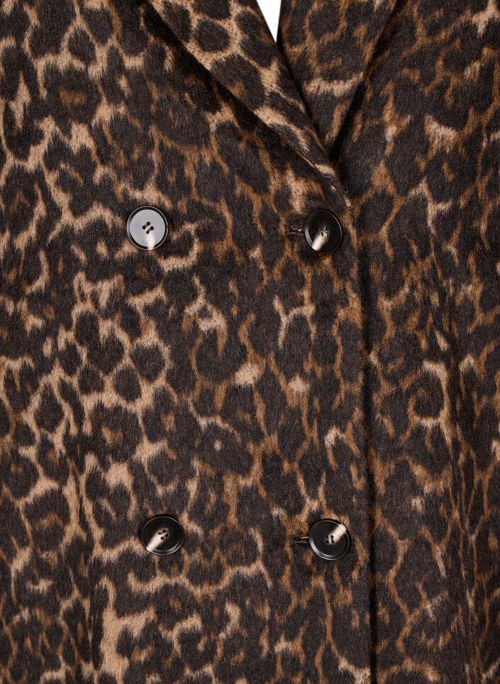 Zweireihiger Mantel mit Leopardenmuster, Braun, Packshot