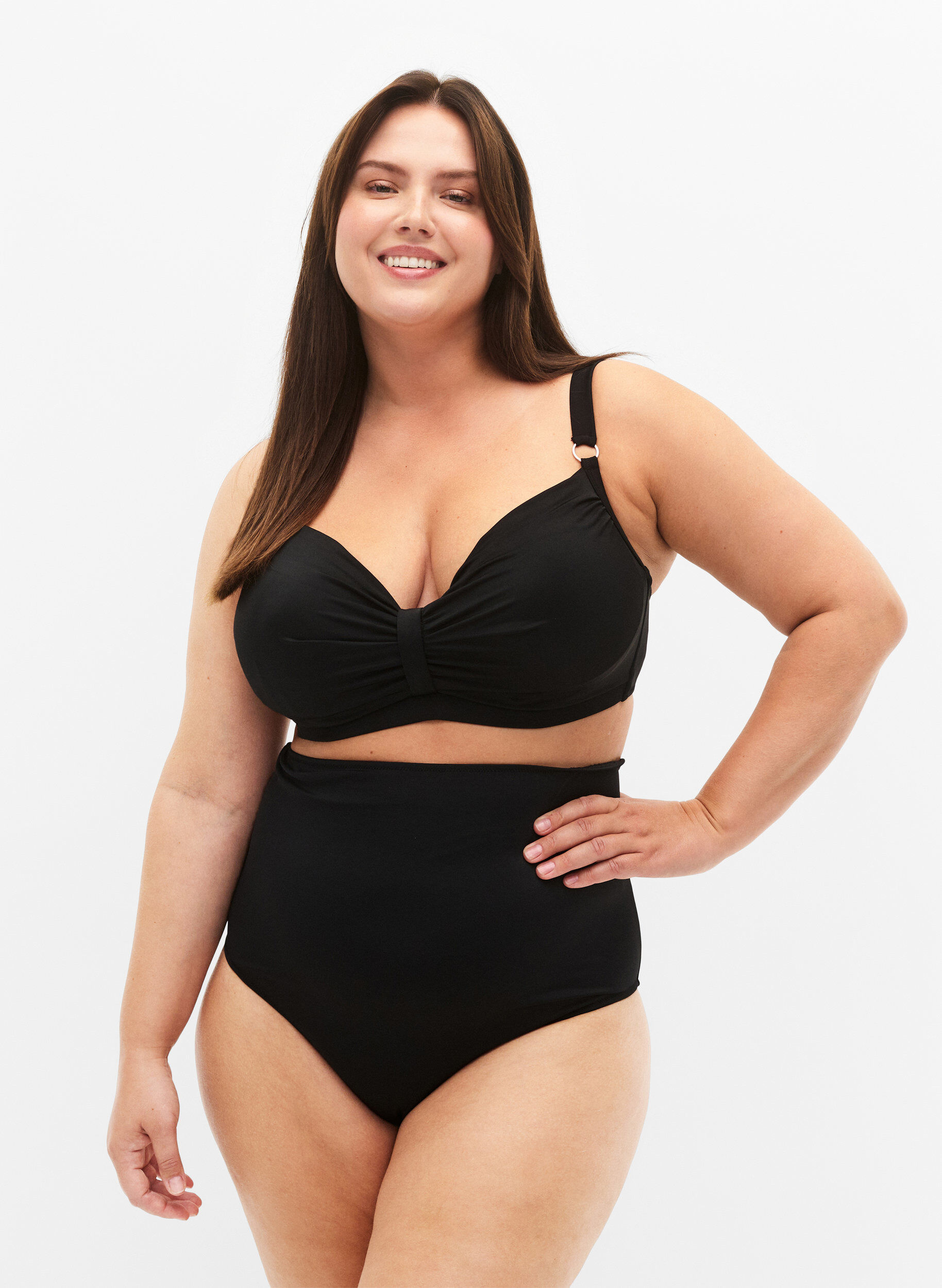 Bikinislip mit hoher Taille, Schwarz, Model