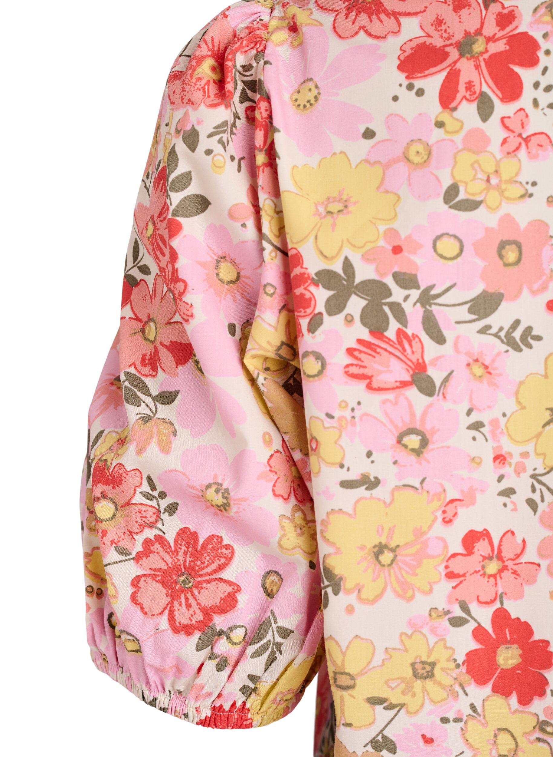 ZizziGebl&uuml;mte Bluse mit Lochstickerei und V-Ausschnitt, Rot, Packshot image number 3