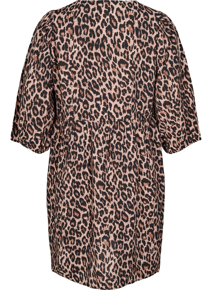 Kleid mit Schleifen und 3/4-Ärmeln, LEO AOP, Packshot image number 1