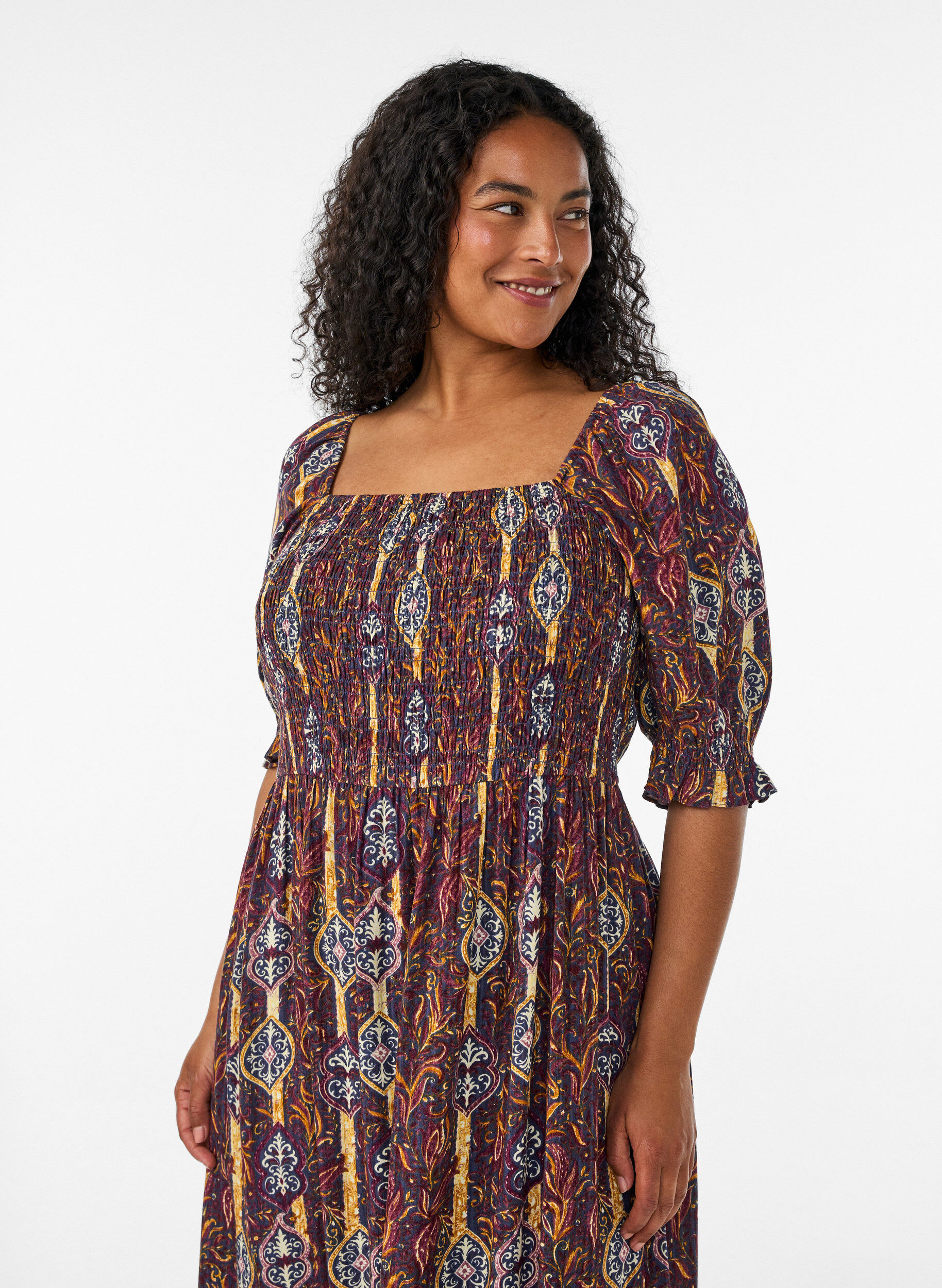ZizziSommerkleid aus Viskose mit Paisleymuster, Lila, Model image number 2