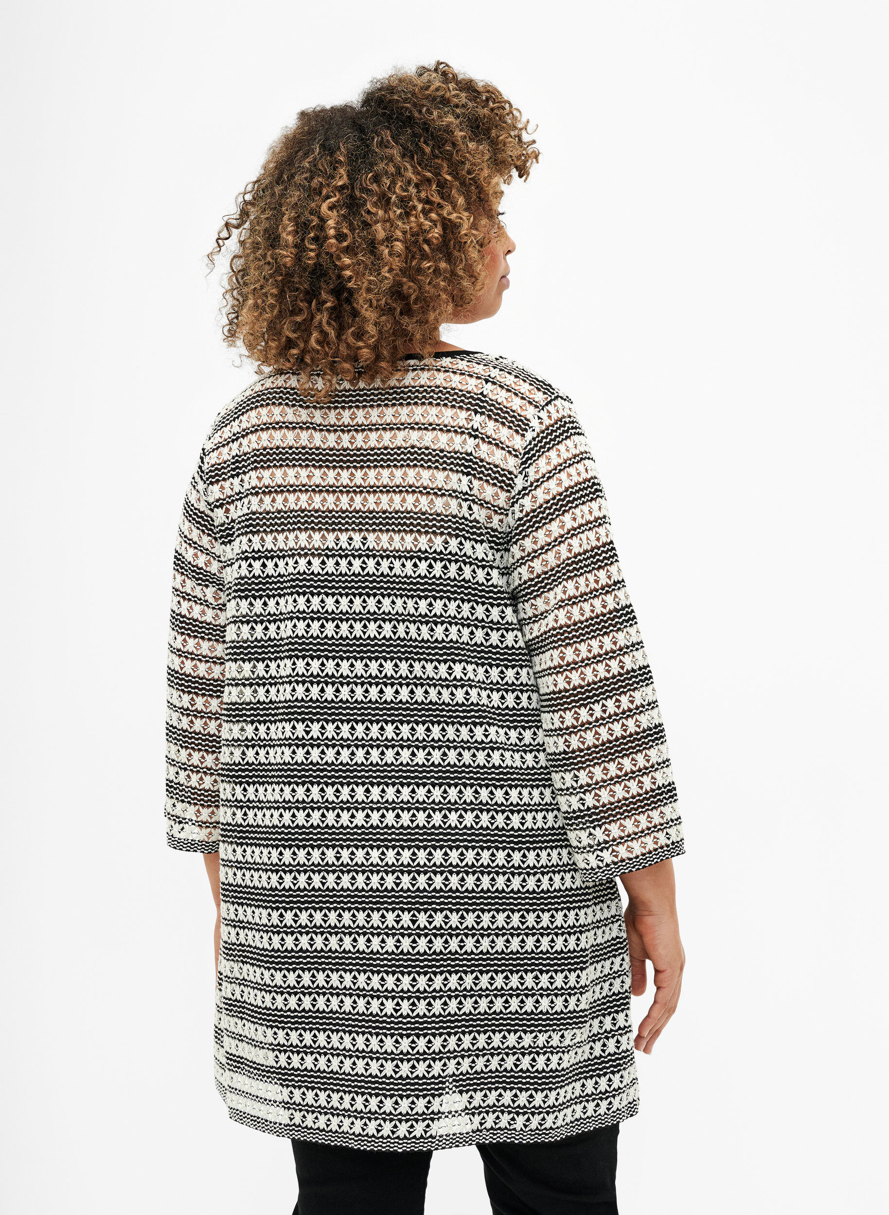 ZizziH&auml;keljacke mit Bindeg&uuml;rtel, Black White, Model image number 1