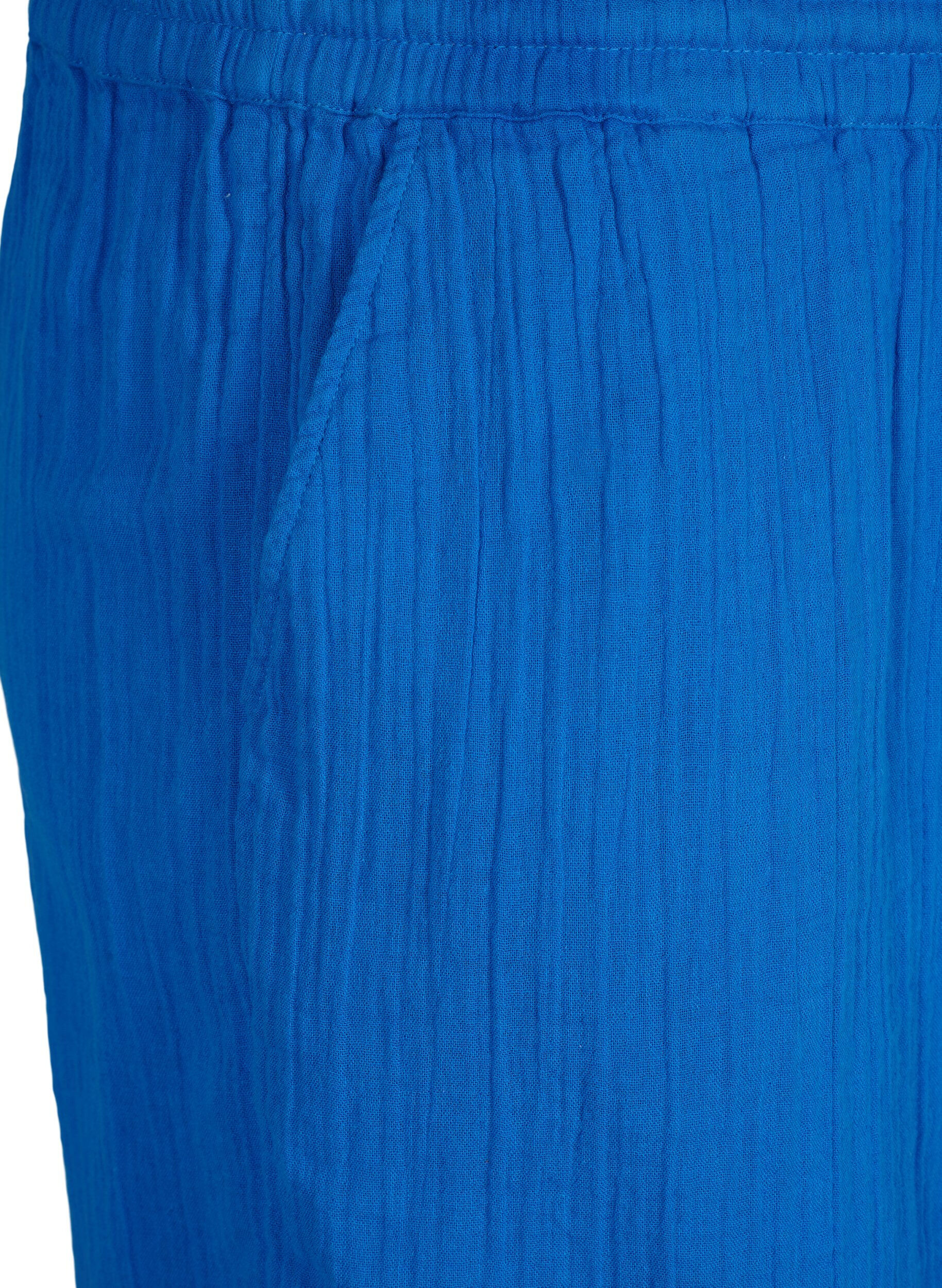 ZizziKurze Hosen mit Taschen aus Baumwoll-Musselin, Victoria blue, Packshot image number 2
