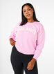 Sweatshirt mit Frottee-Schriftzug, Pink, Model image number 0