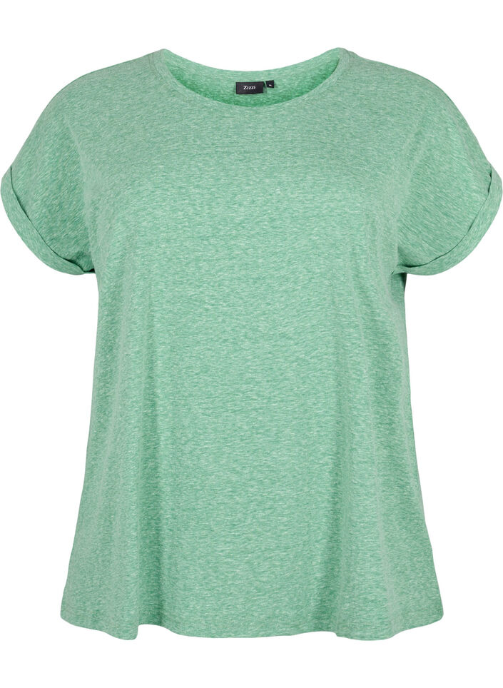 Melange-T-Shirt mit kurzen Ärmeln, Jolly Green Mél, Packshot image number 0