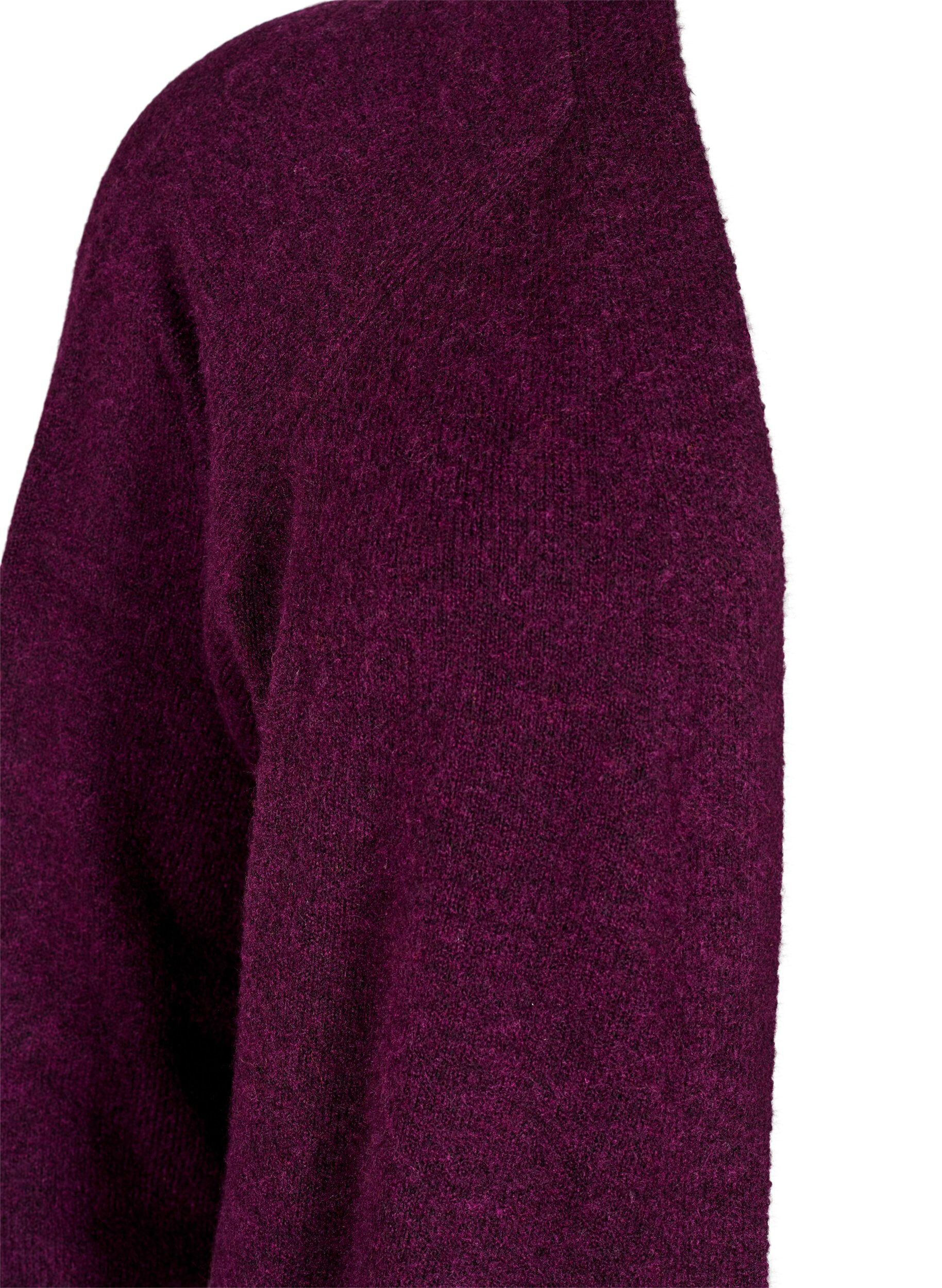 ZizziLange Strickjacke mit Taschen, Potent Purple Mel., Packshot image number 2
