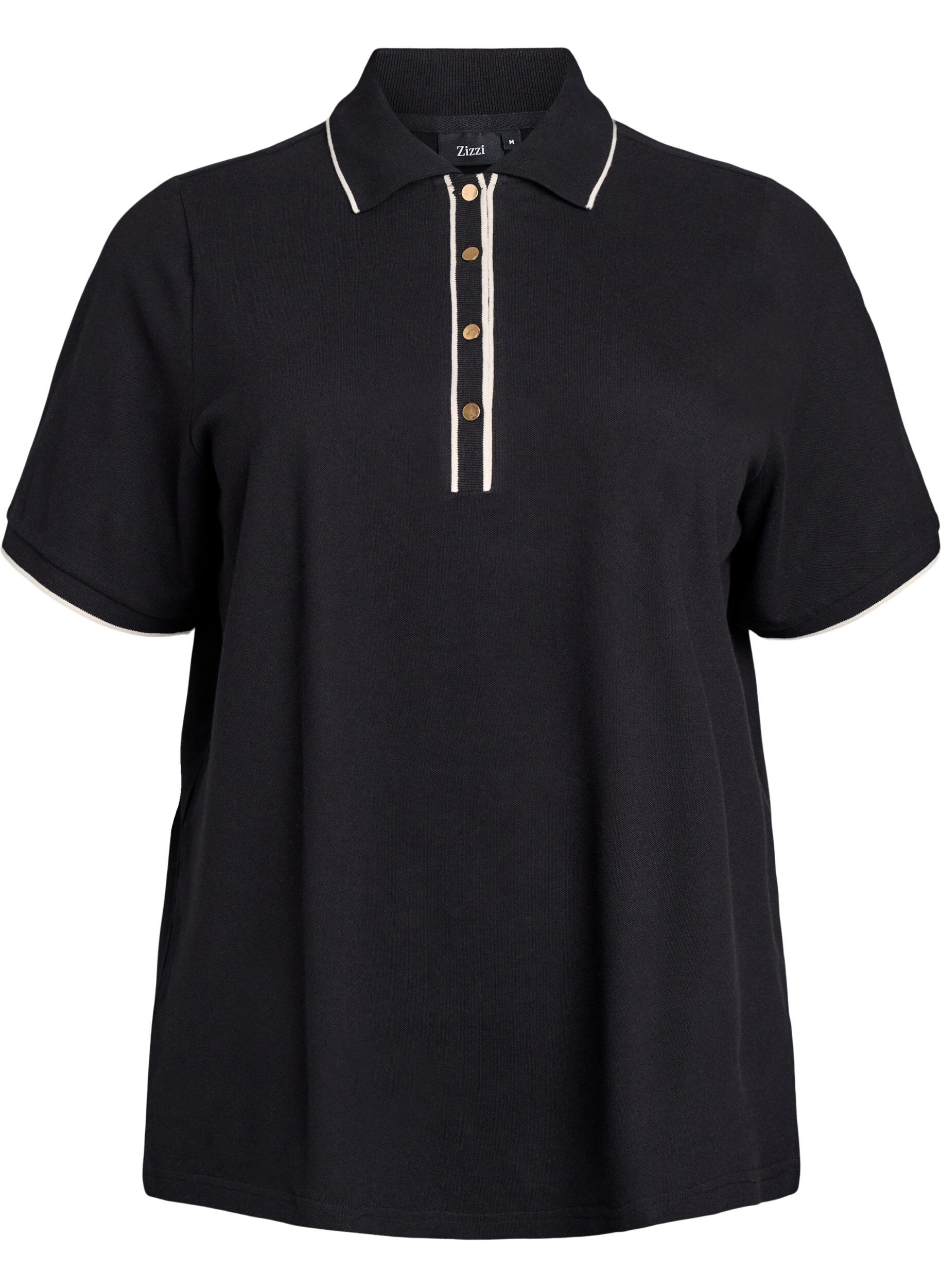 ZizziPoloshirt mit kurzen &Auml;rmeln, Schwarz, Packshot image number 0