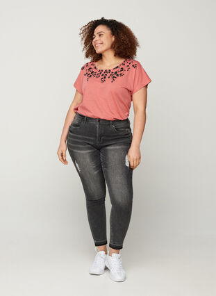 T-Shirt aus Baumwolle mit Printdetails, Canyon Rose LEAF, Model image number 2