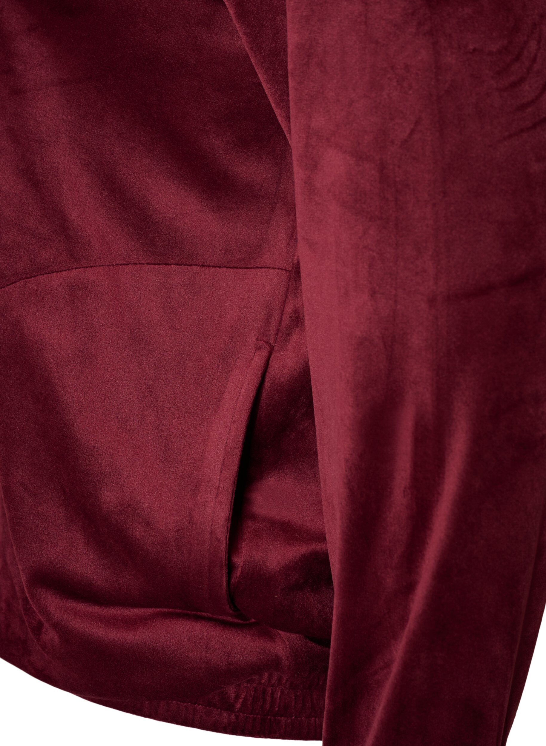 ZizziWeicher Cardigan aus Velours mit Rei&szlig;verschluss und hohem Kragen, Rot, Packshot image number 3