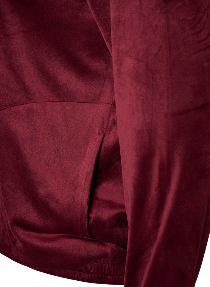 Weicher Cardigan aus Velours mit Rei&szlig;verschluss und hohem Kragen, Rot, Packshot image number 3