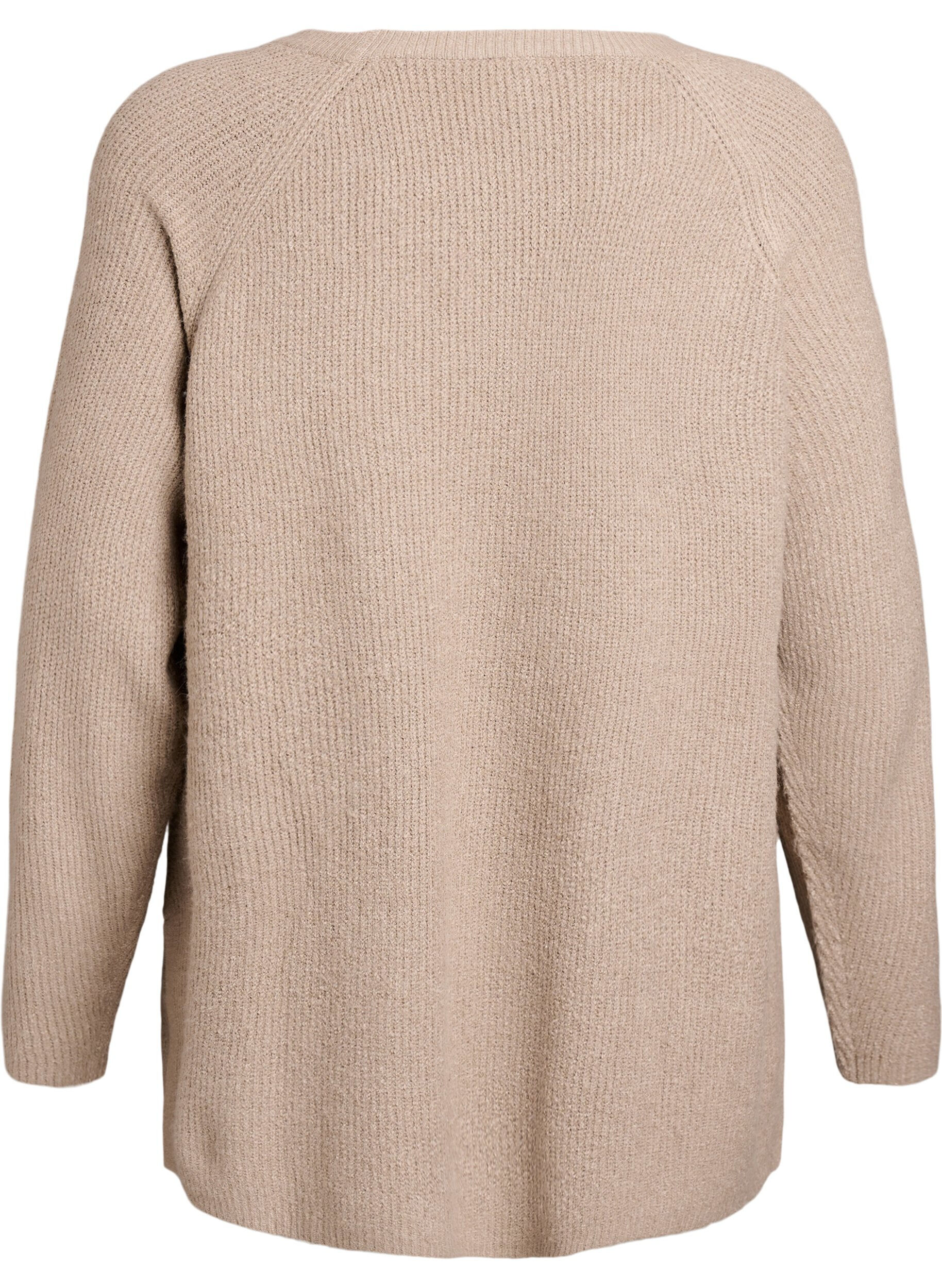 ZizziStrickpullover mit diagonalem Muster und Raglan&auml;rmeln, Beige, Packshot image number 1