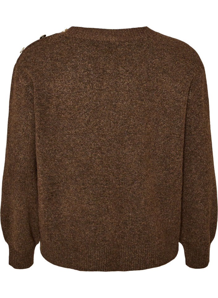 Strickbluse mit Knopfleiste, Braun, Packshot image number 1