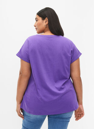 Kurzärmeliges T-Shirt aus einer Baumwollmischung, ULTRA VIOLET, Model image number 1
