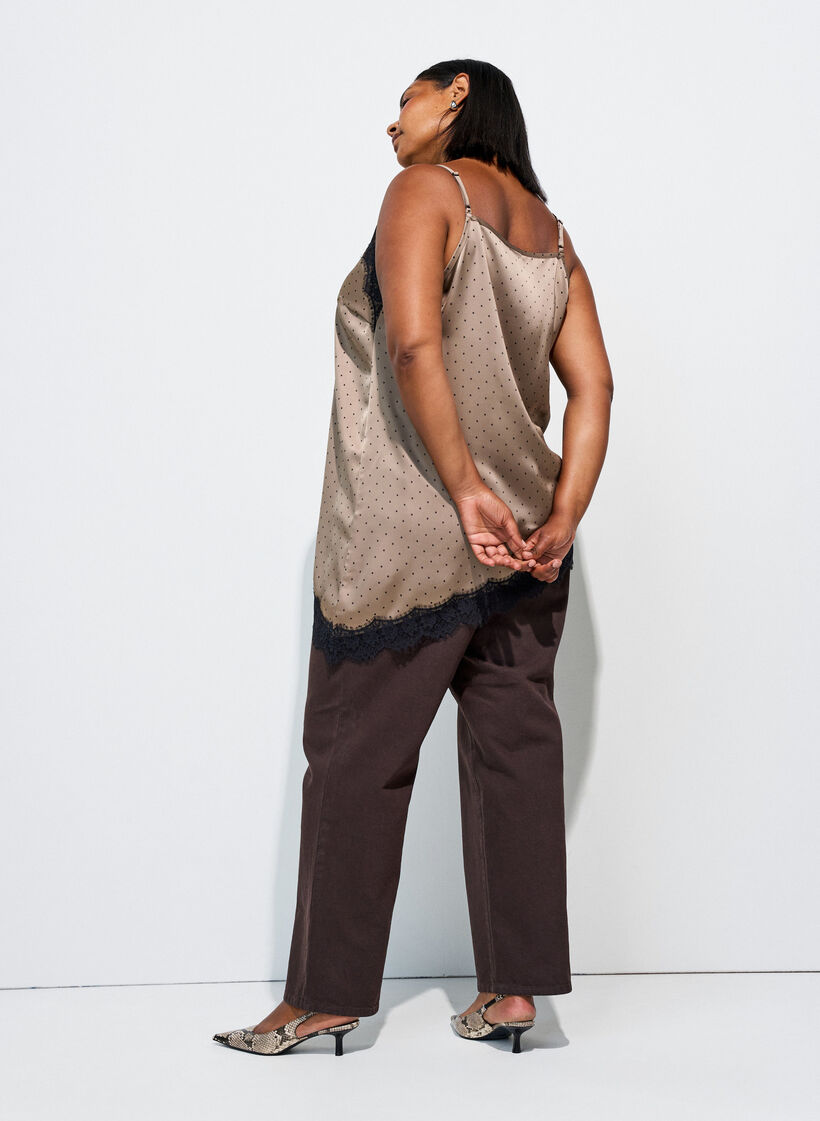 Tr&auml;gertop mit Spitze und asymmetrischem Saum, Beige, Model image number 2