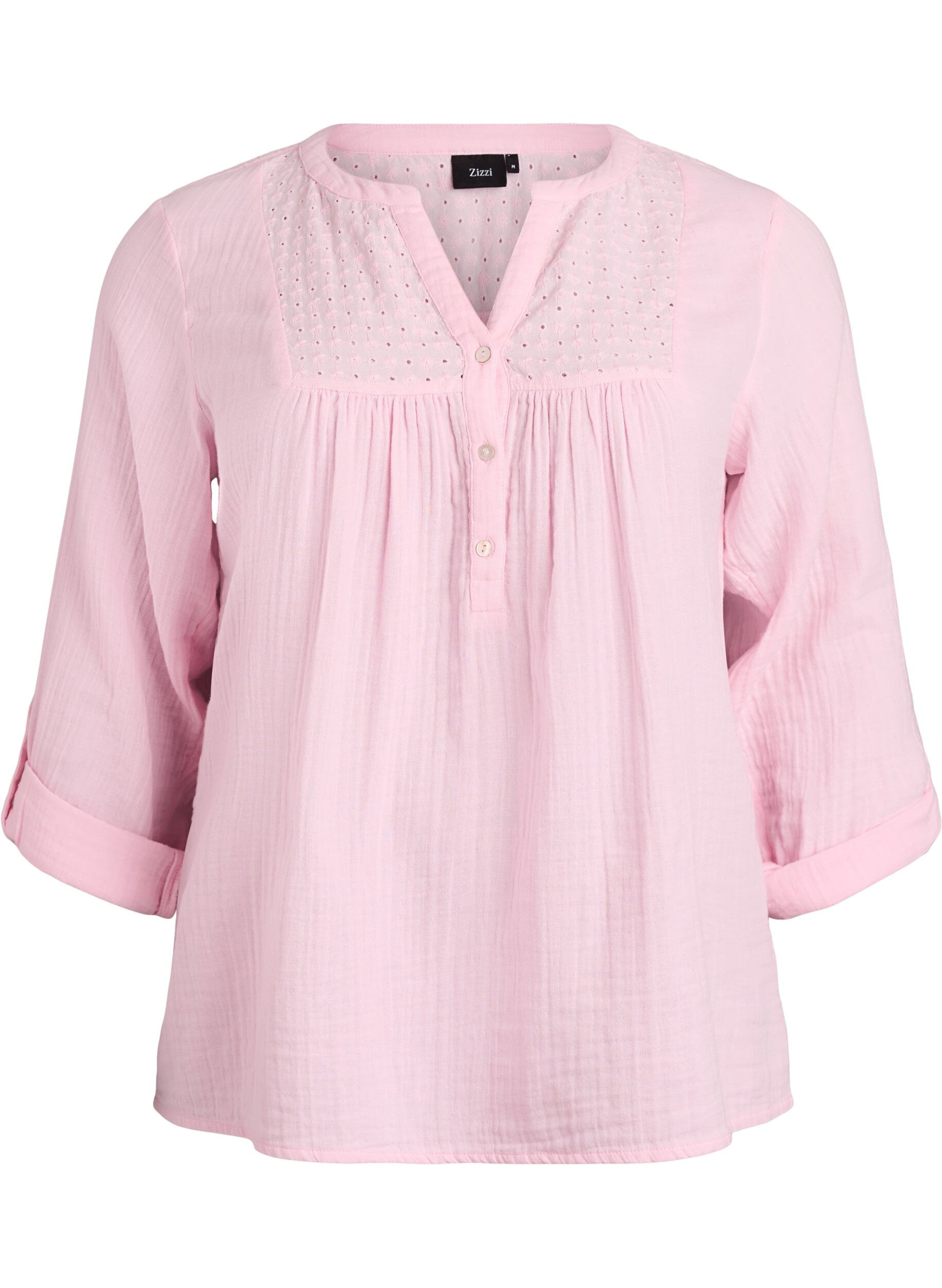 Bluse aus Baumwollmusselin mit Lochstickerei