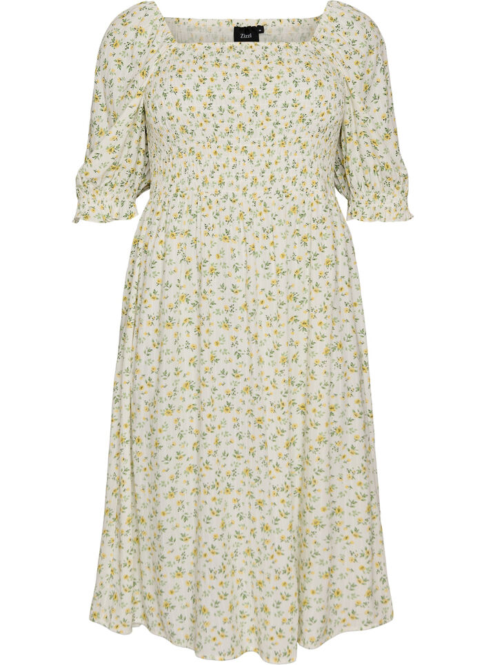 Gebl&uuml;mtes Sommerkleid aus Viskose, Wei&szlig;, Packshot image number 0