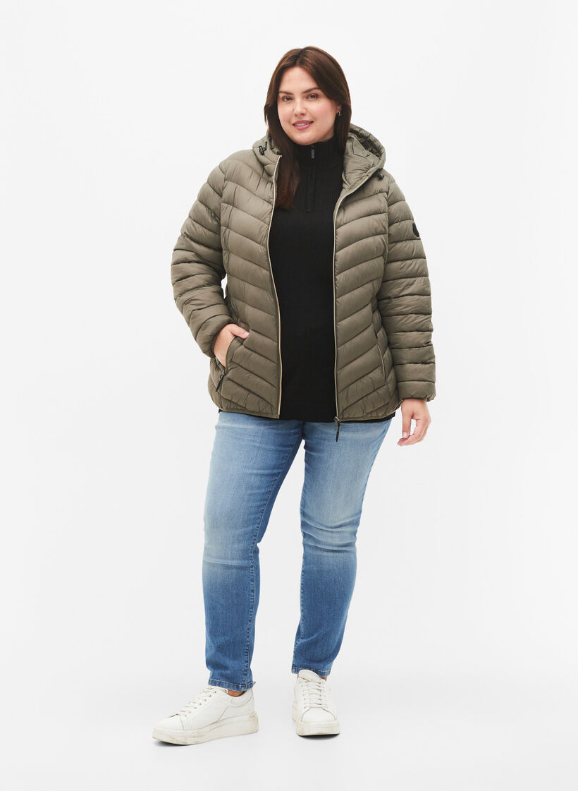Leichte Steppjacke mit Kapuze, Braun, Model image number 1