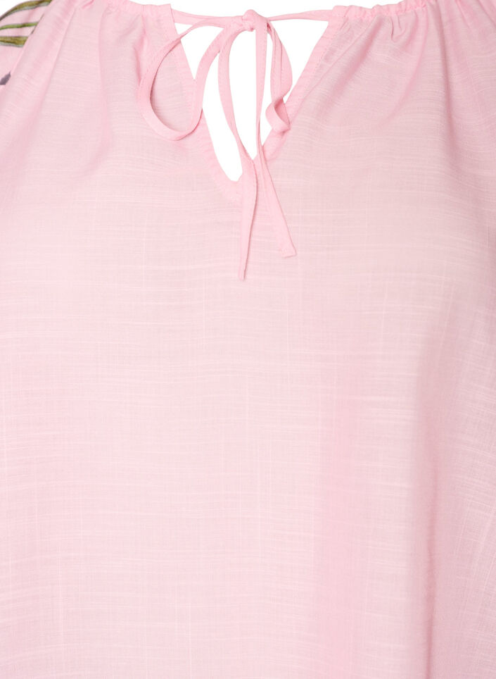 Bluse mit Bindedetail und gebl&uuml;mten &Auml;rmeln, Pink, Packshot