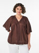 Bluse aus Viskose mit V-Ausschnitt und Zierdetails, Braun, Model image number 0