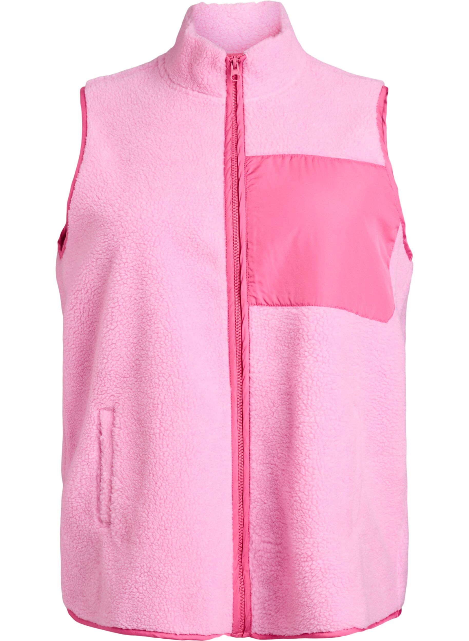 ZizziWeste aus Teddyfleece mit Rei&szlig;verschluss und Kontrastdetails, Pink, Packshot image number 0