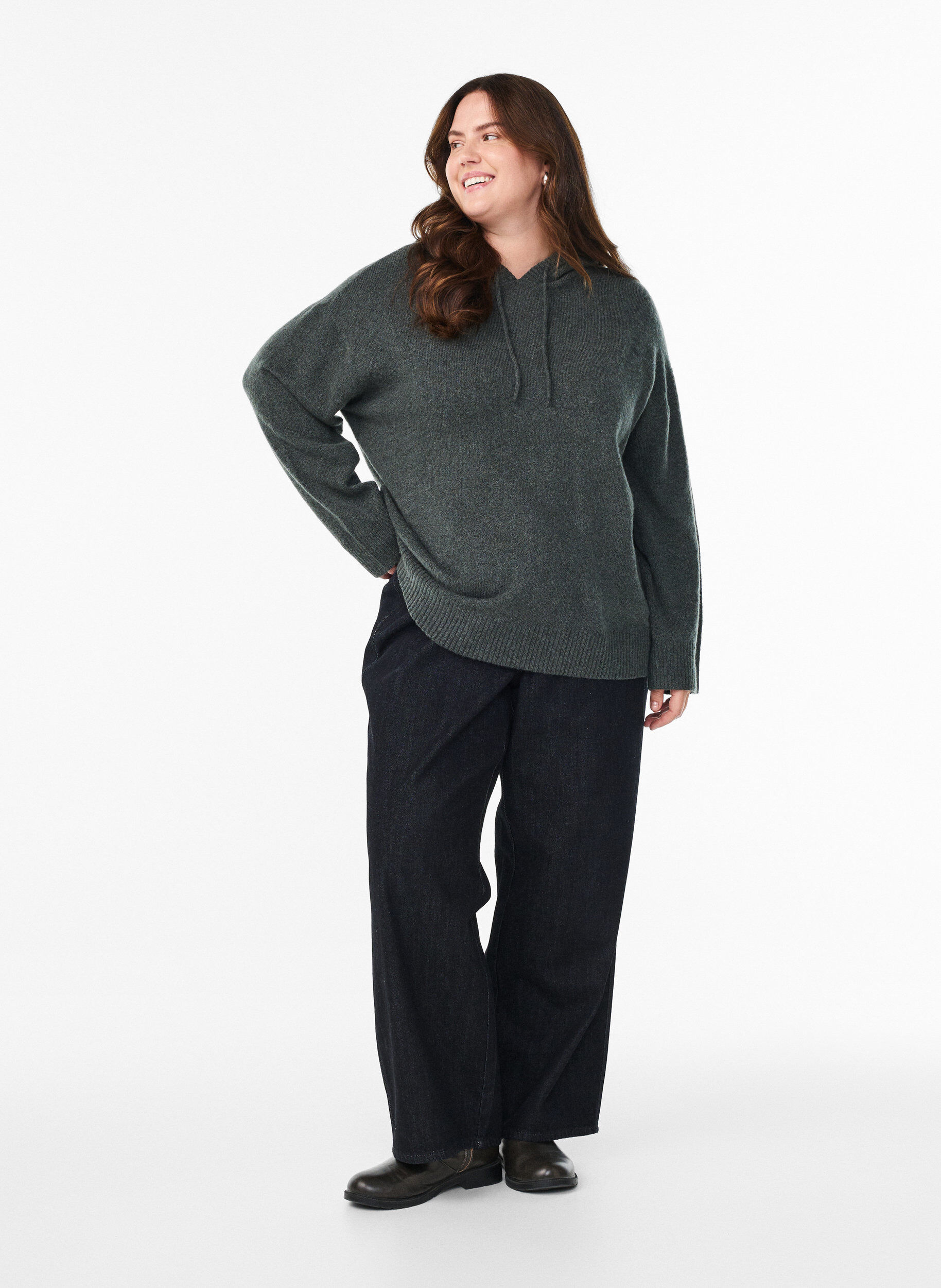 ZizziStrick-Hoodie, Gr&uuml;n, Model image number 1