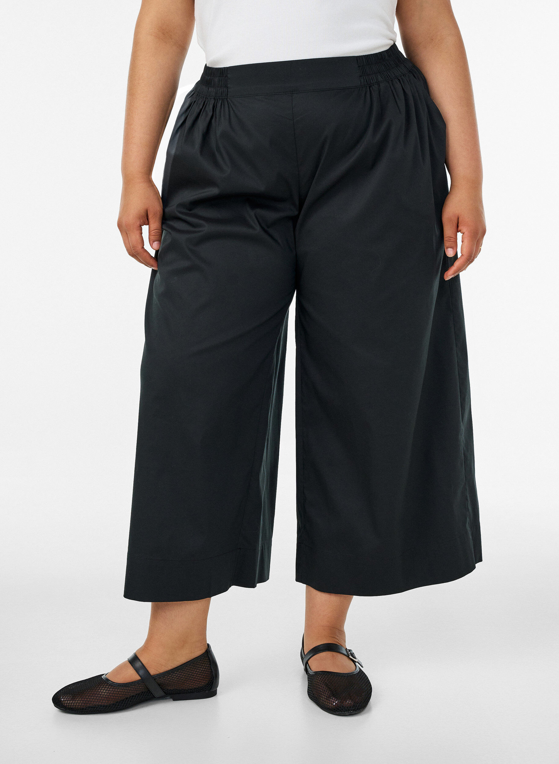 ZizziCulotte mit Gummizugbund und weiten Beinen, Schwarz, Model image number 2