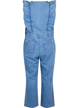 Denim-Jumpsuit mit Rüschen, Light Blue Denim, Packshot image number 1
