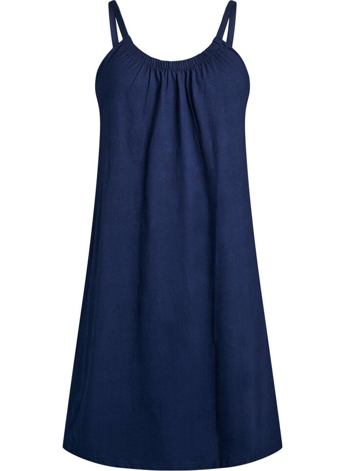 Midi-Tr&auml;gerkleid aus Bio-Baumwolle, Blau, Packshot image number 0