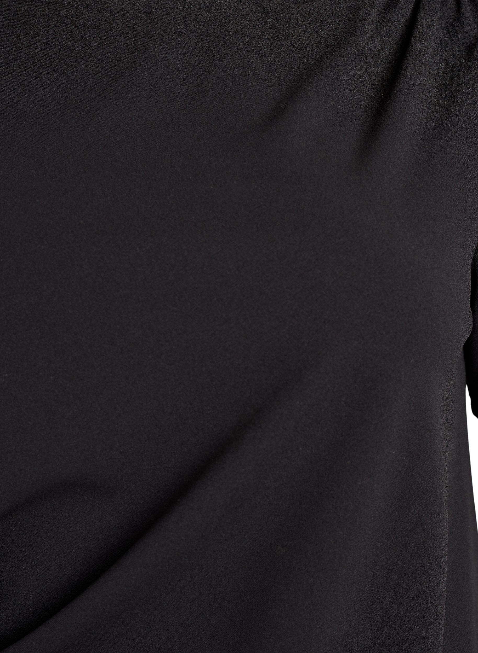 ZizziKurzarmbluse mit Raffung und asymmetrischem Saum, Schwarz, Packshot image number 2