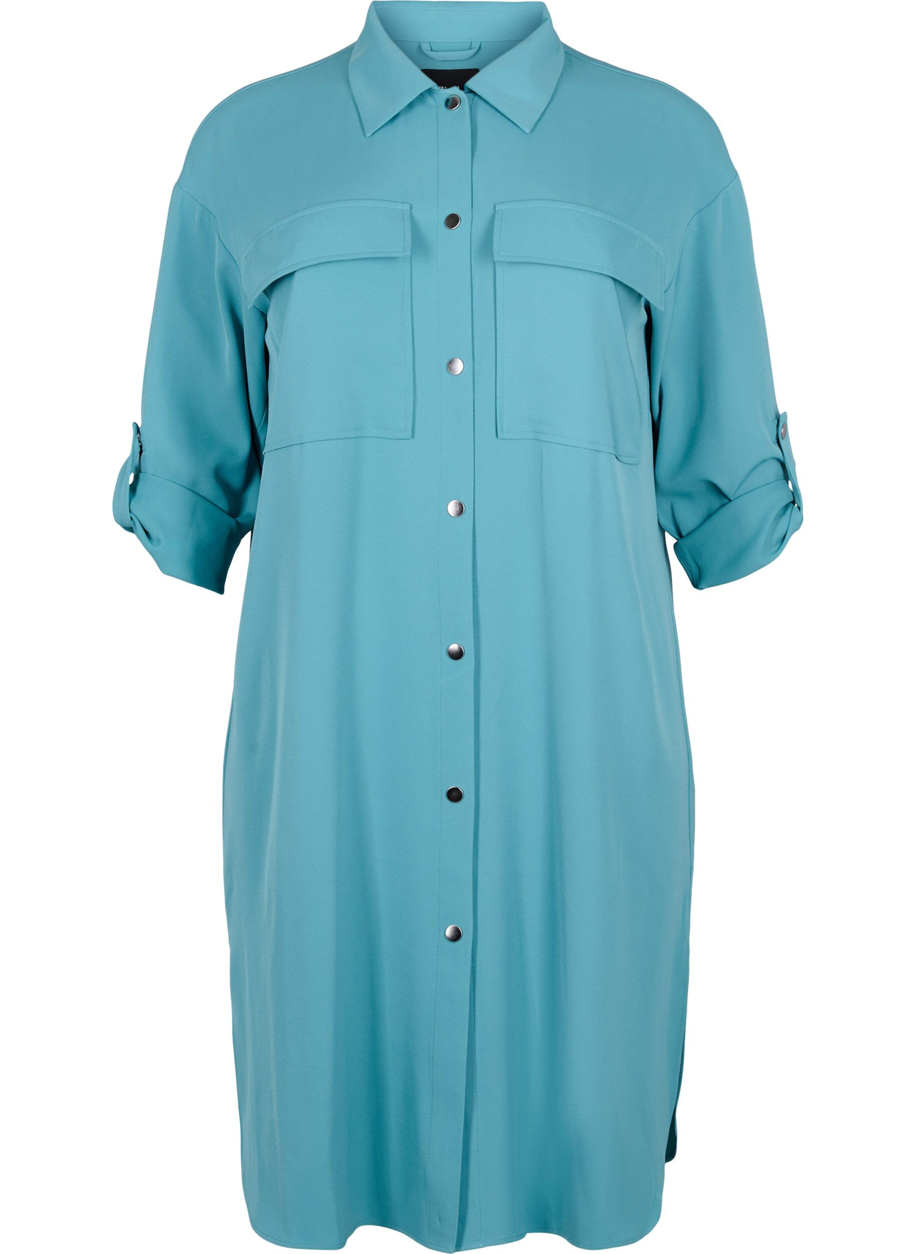 ZizziLange Hemdjacke mit Knopfverschluss, Brittany Blue, Packshot image number 0