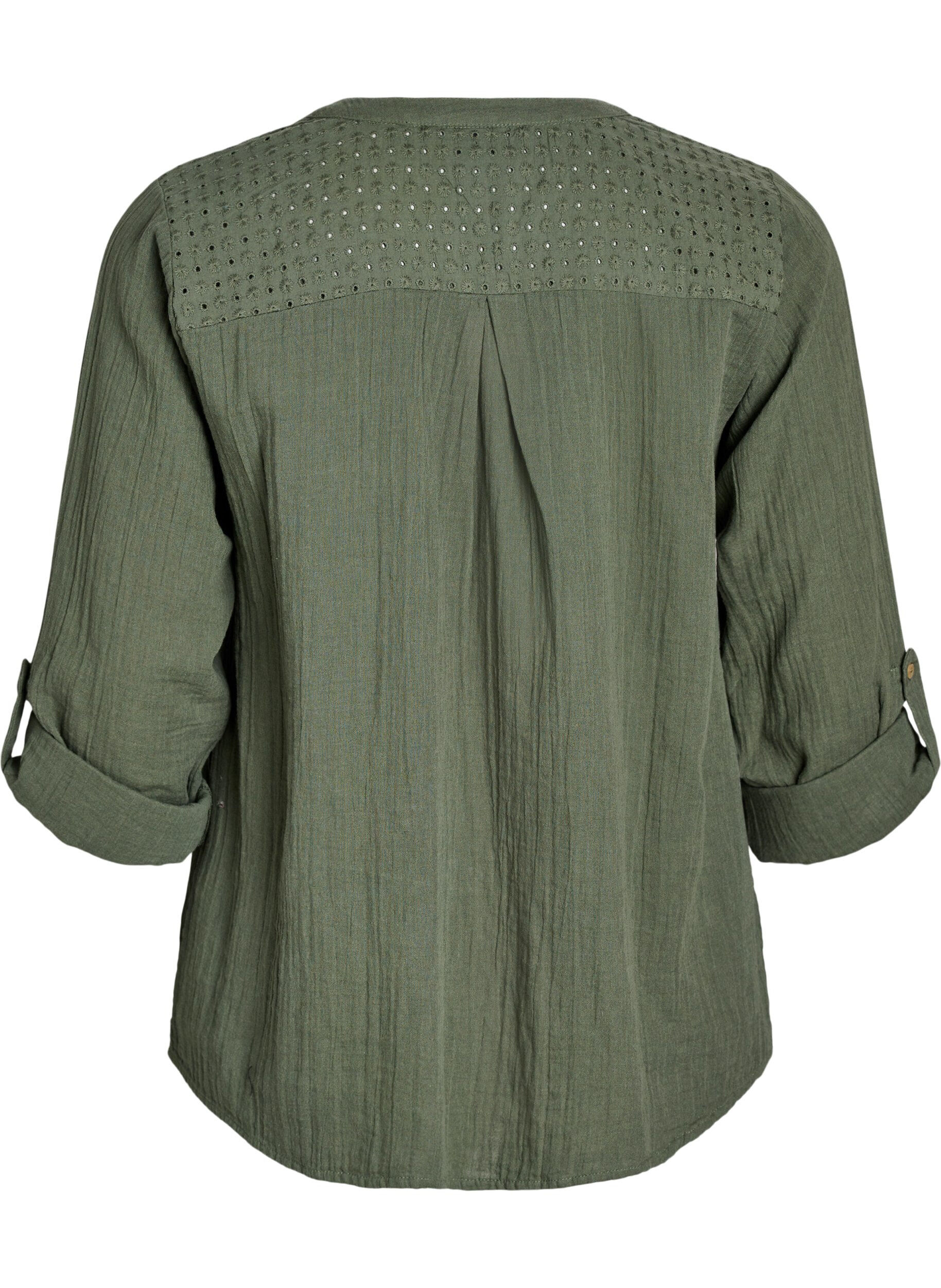 ZizziBluse aus Baumwollmusselin mit Lochstickerei, Gr&uuml;n, Packshot image number 1