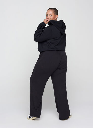 Weite Sweatpants mit Kordelzug an der Taille, Black, Model image number 1