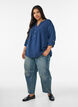 Bluse aus Baumwollmusselin mit Lochstickerei, Blau, Model image number 1
