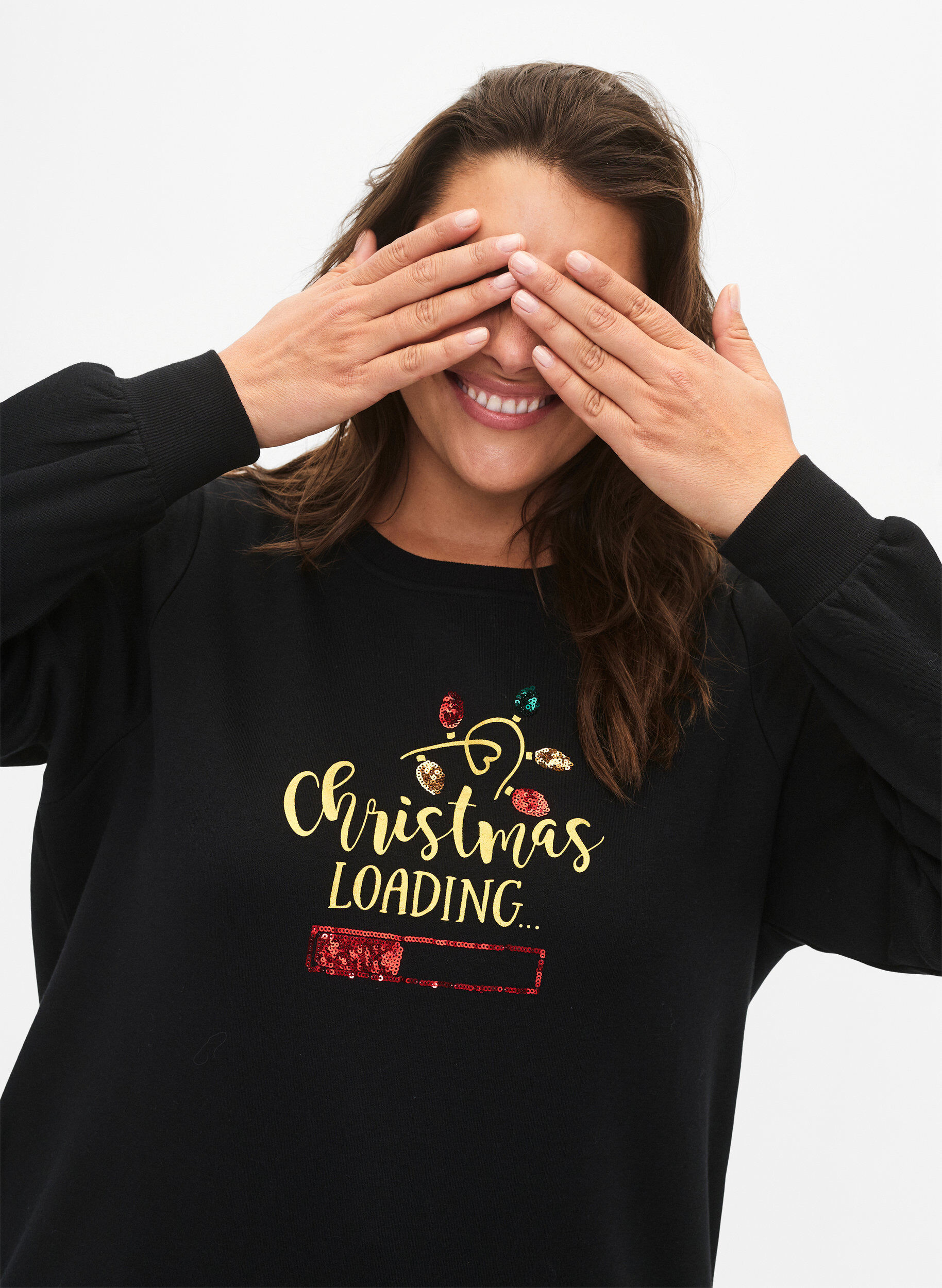ZizziWeihnachts-Sweatshirt, Black LOADING, Model image number 2