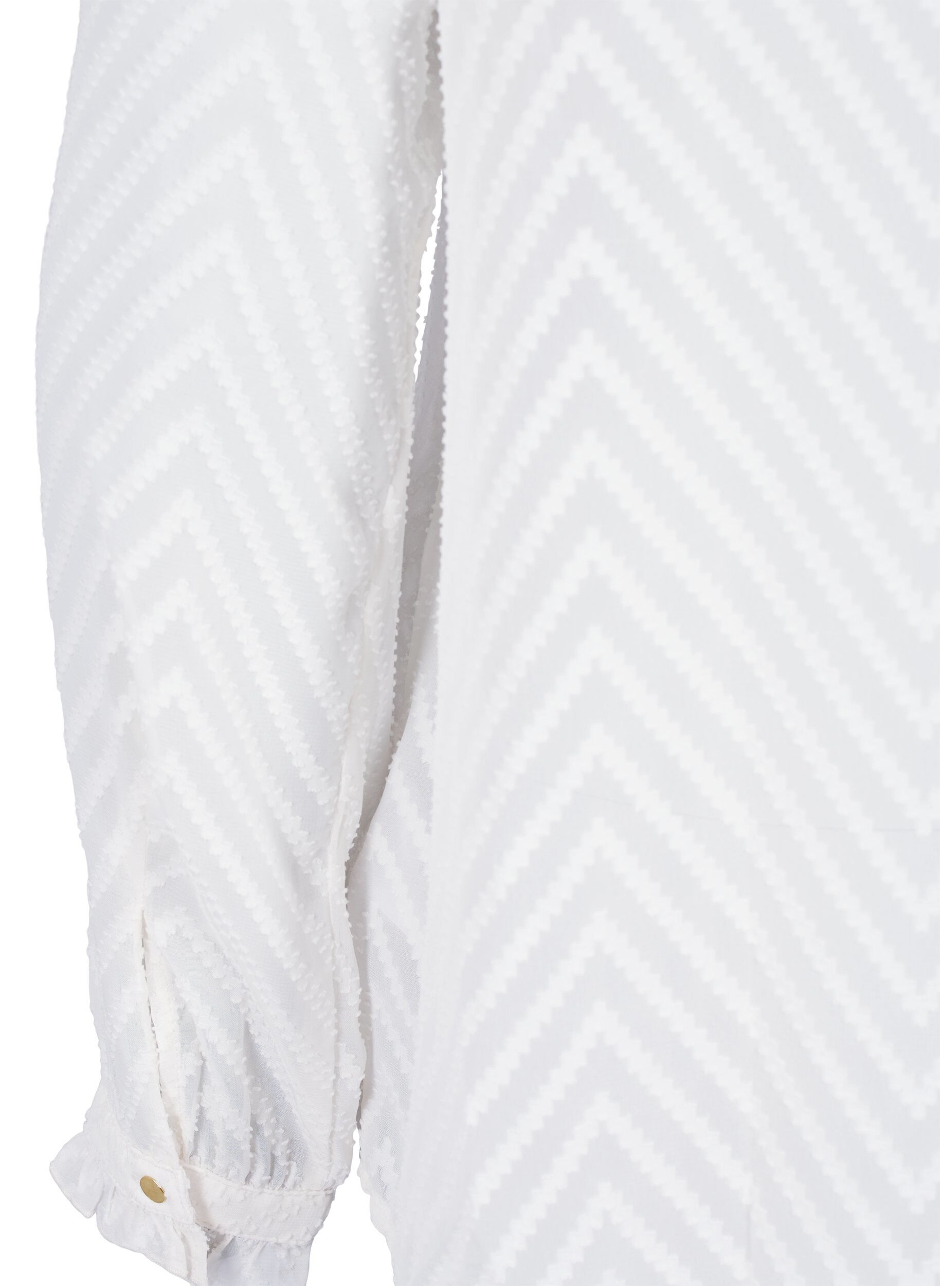 Zizzi Hemdbluse mit R&uuml;schen und gemusterter Struktur, Snow White, Packshot image number 3