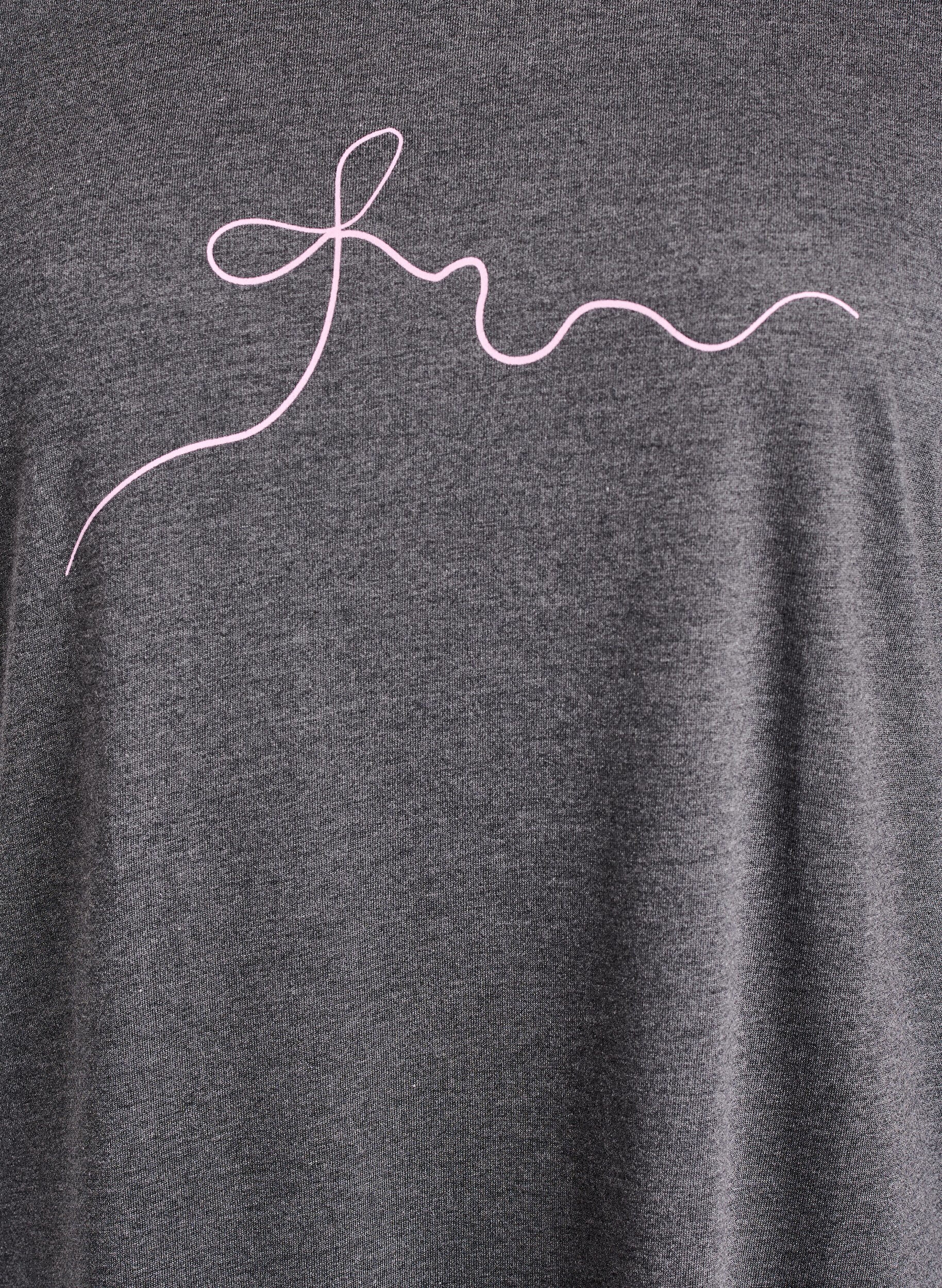 ZizziKurz&auml;rmliges Nachthemd mit Textdruck, Schwarz, Packshot image number 2