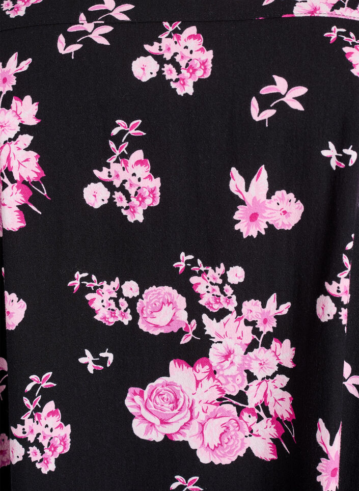 Kurz&auml;rmliges Baumwollkleid mit Print, Schwarz, Packshot image number 2