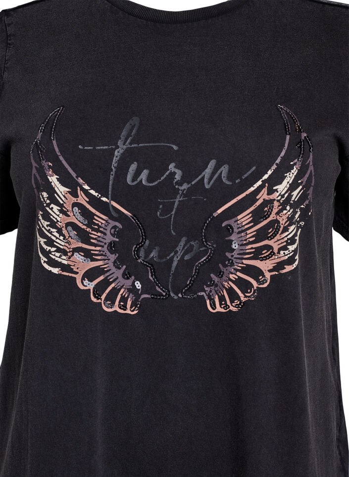 T-Shirt aus Bio-Baumwolle mit Statement-Print, Grau, Packshot image number 2