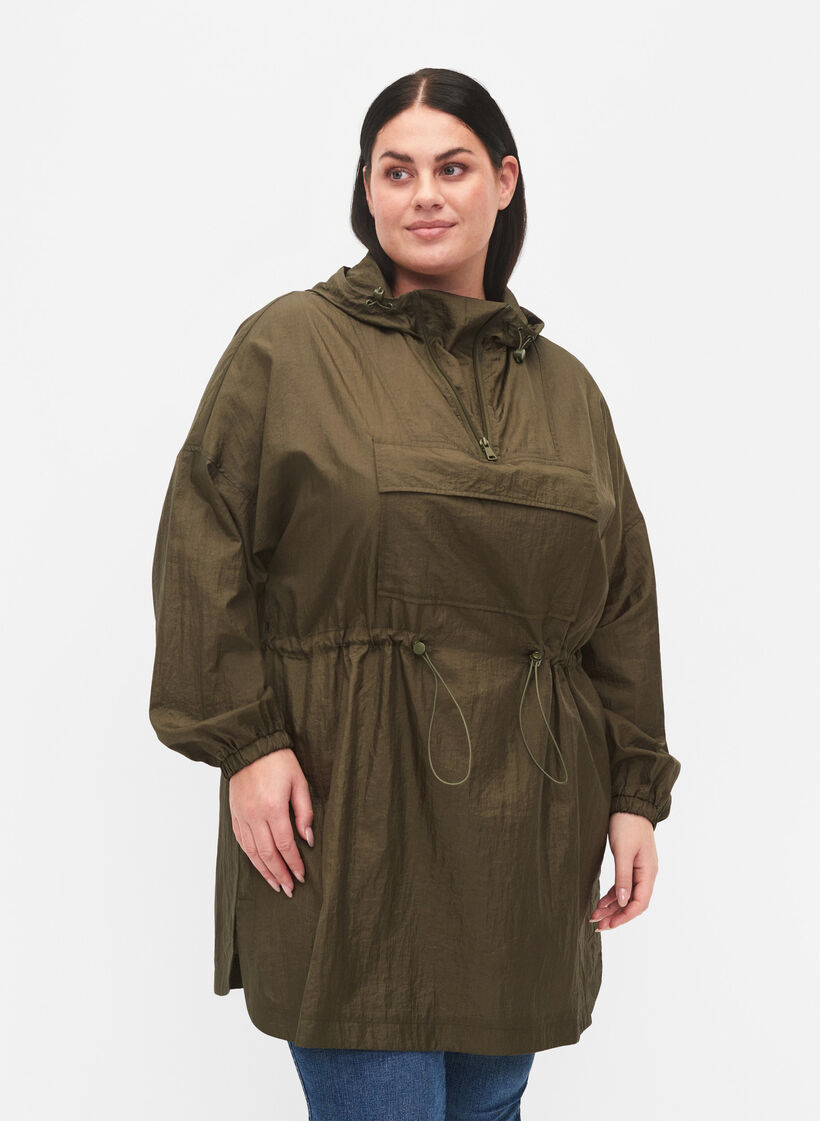 Langer Anorak mit Kapuze und Taschen, Grape Leaf, Model image number 0