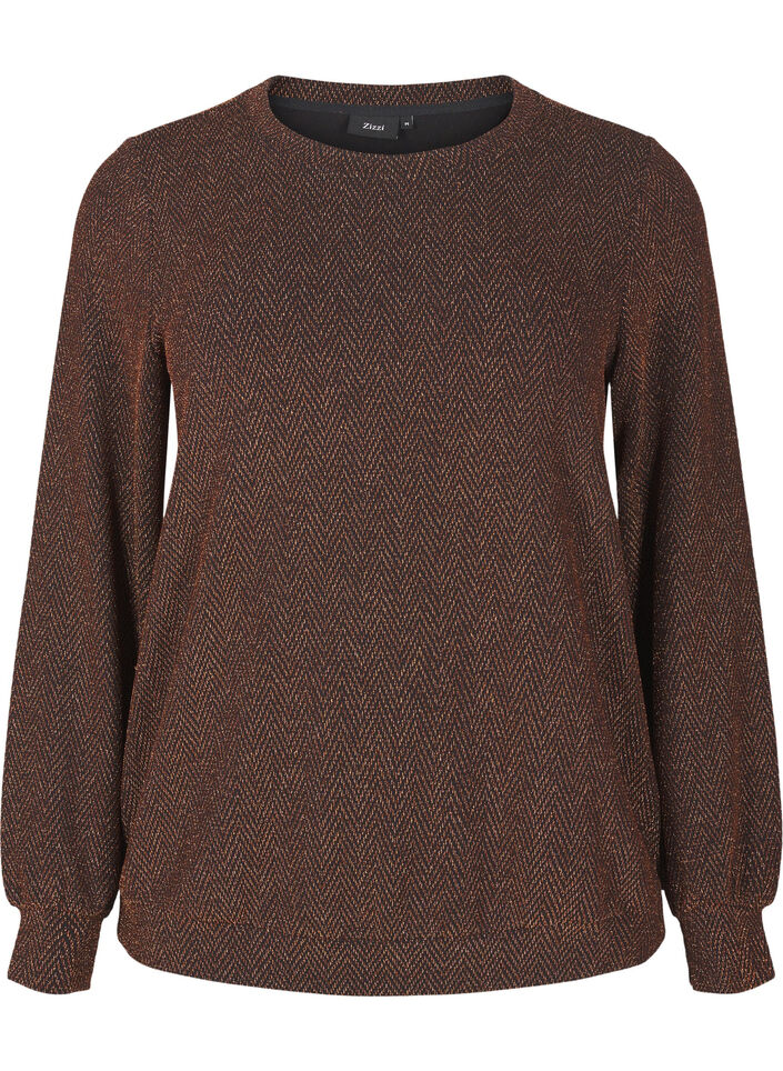 Bluse mit Schimmermuster, Copper ZigzagShimmer, Packshot image number 0