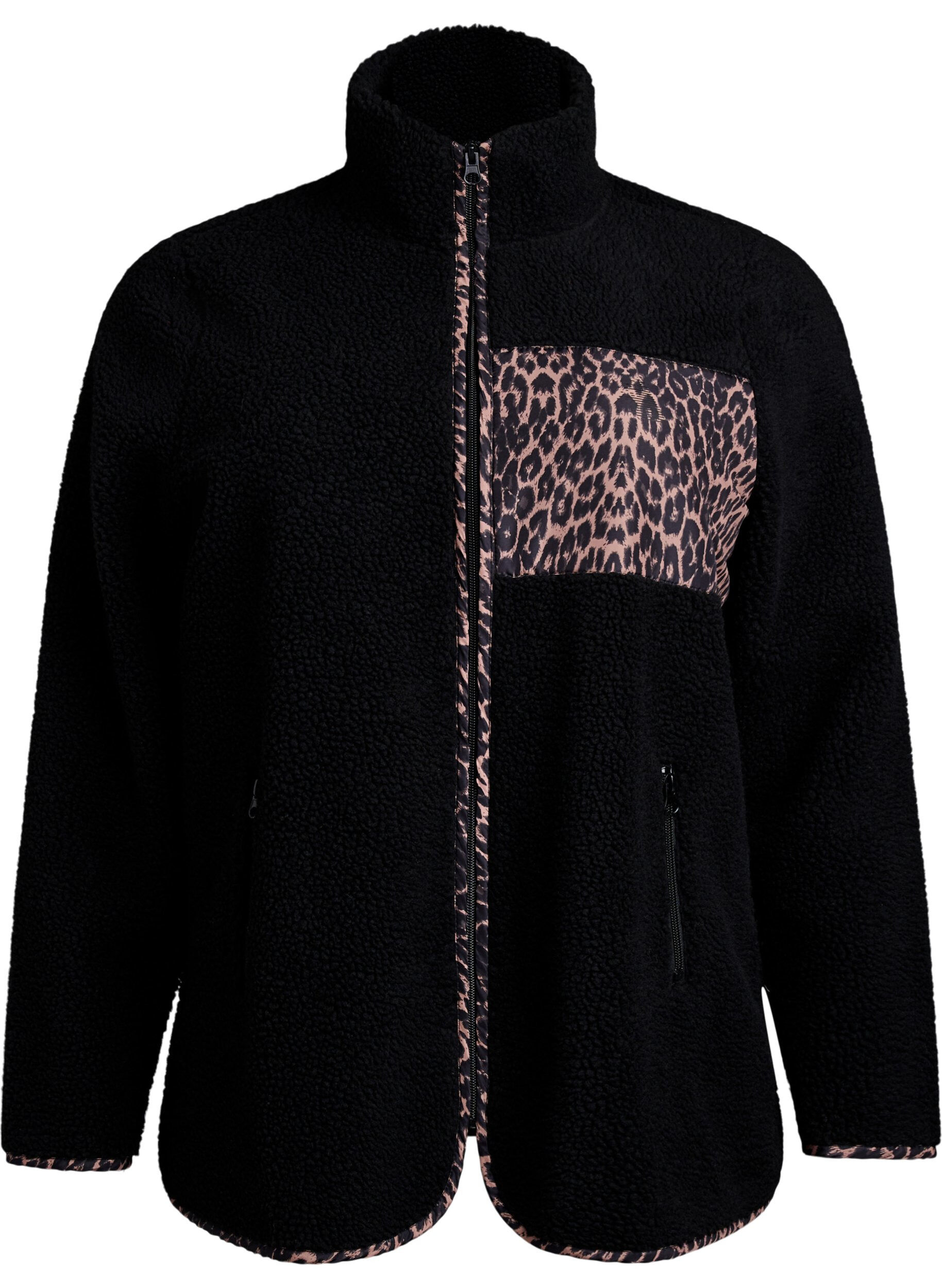 Teddyfell-Jacke mit Leopardenmuster