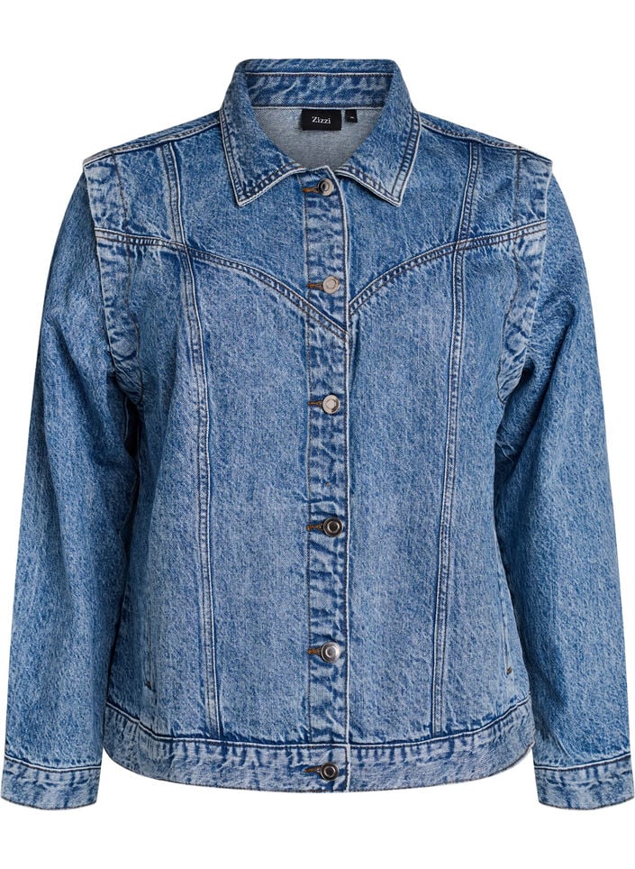 Jeansjacke mit abnehmbaren &Auml;rmeln, Blau, Packshot image number 0