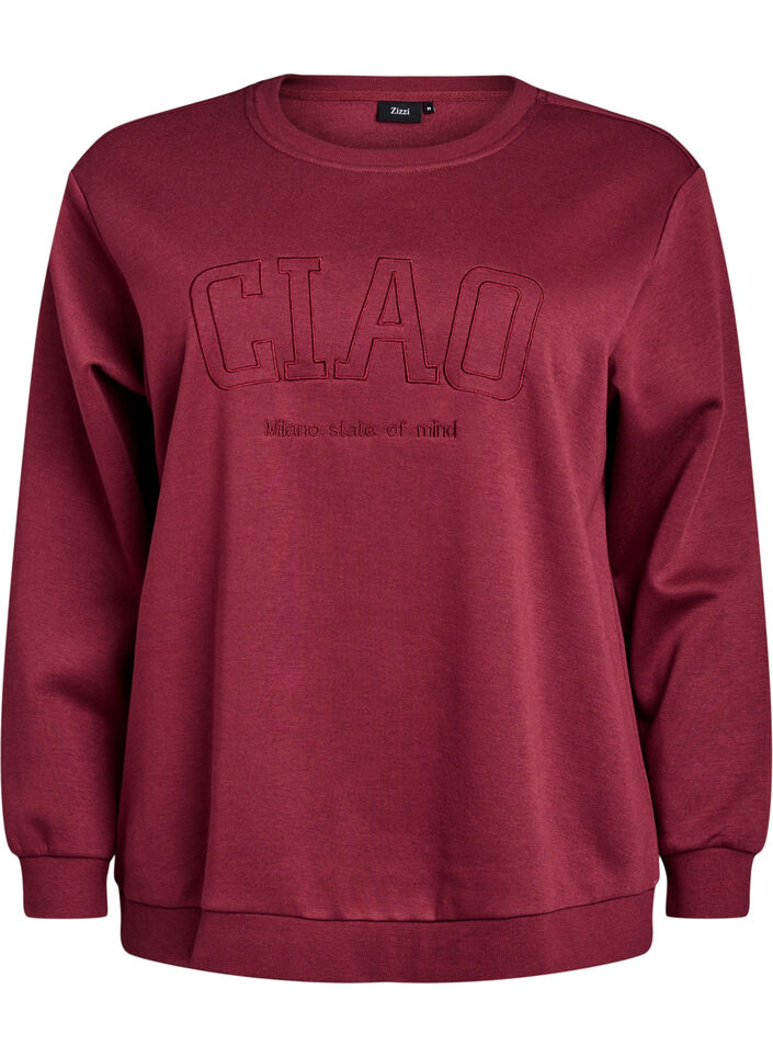 Sweatshirt mit aufgesticktem Mailand-Motiv, Dunkles Bordeaux, Packshot image number 0